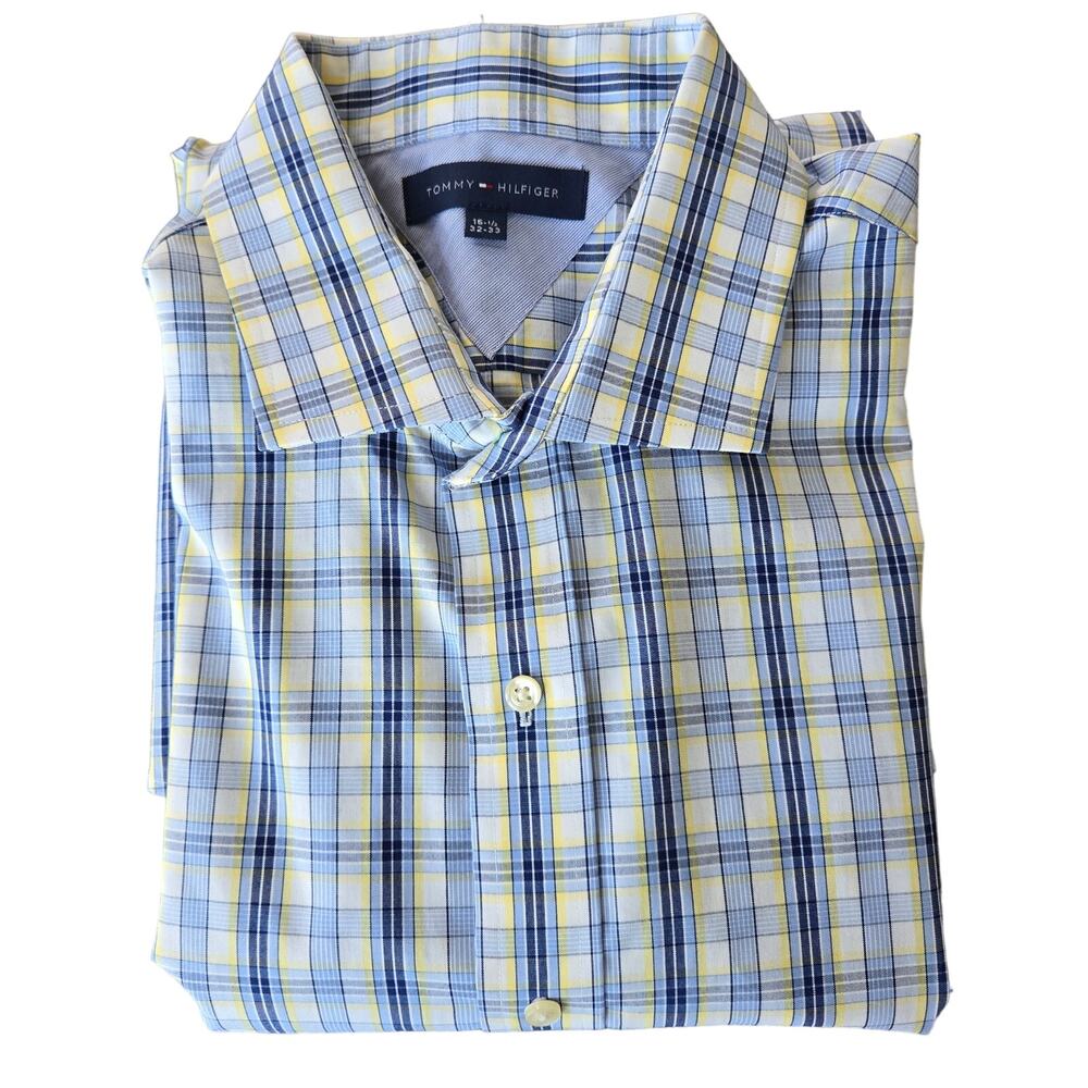 Tommy Hilfiger Long Sleeve Tattersall Button Down Shirt Size 16.5 32-33